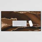 Brown Gold Agate Geode Abstract Art Marble Pattern Chocolate Coffee Desk Mat Gallery Image 1