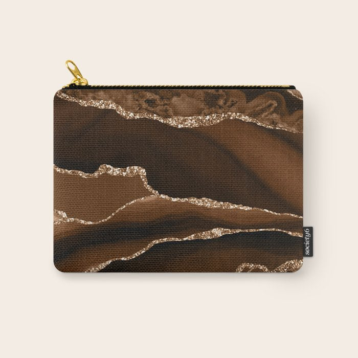 Brown Gold Agate Geode Abstract Art Marble Pattern Chocolate Coffee Carry All Pouch Gallery Image 1