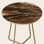 Brown Gold Agate Geode Abstract Art Marble Pattern Chocolate Coffee Side Table Gallery Image 2