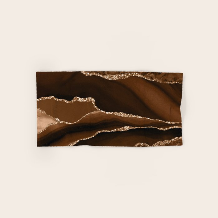 Brown Gold Agate Geode Abstract Art Marble Pattern Chocolate Coffee Bath Towel Gallery Image 1