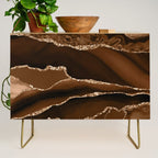 Brown Gold Agate Geode Abstract Art Marble Pattern Chocolate Coffee Credenza Gallery Image 1