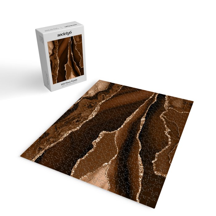 Brown Gold Agate Geode Abstract Art Marble Pattern Chocolate Coffee Jigsaw Puzzle Gallery Image 2