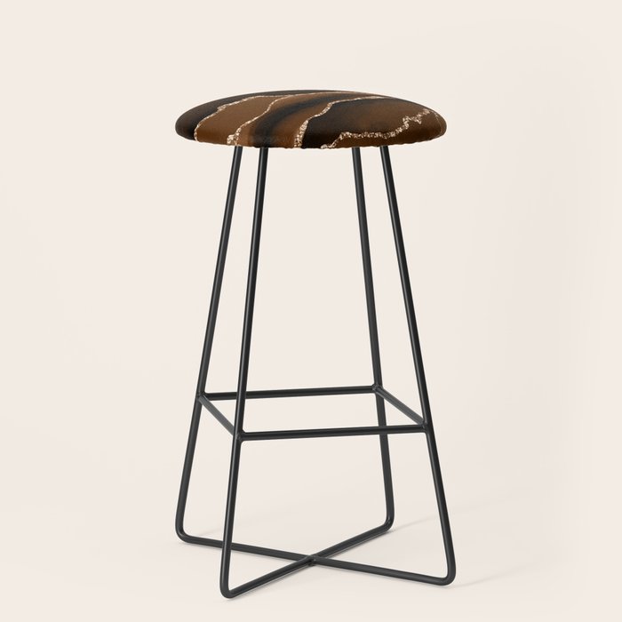 Brown Gold Agate Geode Abstract Art Marble Pattern Chocolate Coffee Stool Gallery Image 1