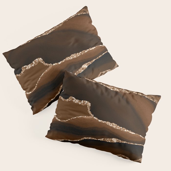 Brown Gold Agate Geode Abstract Art Marble Pattern Chocolate Coffee Pillow Sham Gallery Image 3