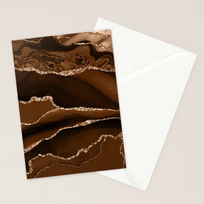 Brown Gold Agate Geode Abstract Art Marble Pattern Chocolate Coffee Stationery Card Gallery Image 2