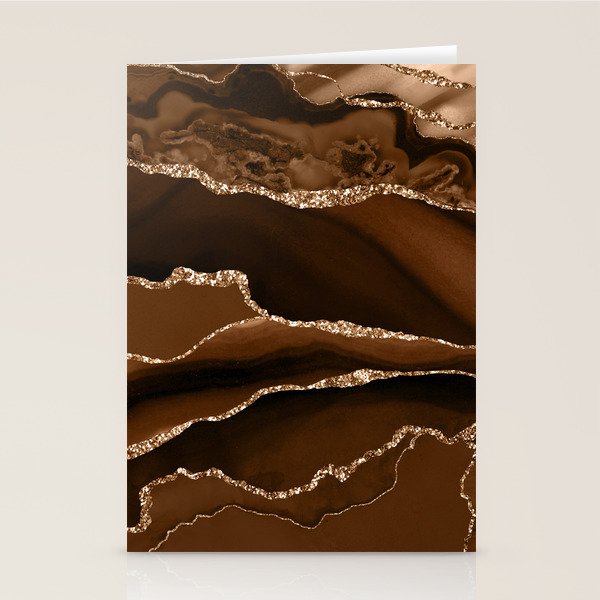 Brown Gold Agate Geode Abstract Art Marble Pattern Chocolate Coffee Stationery Card Gallery Image 2
