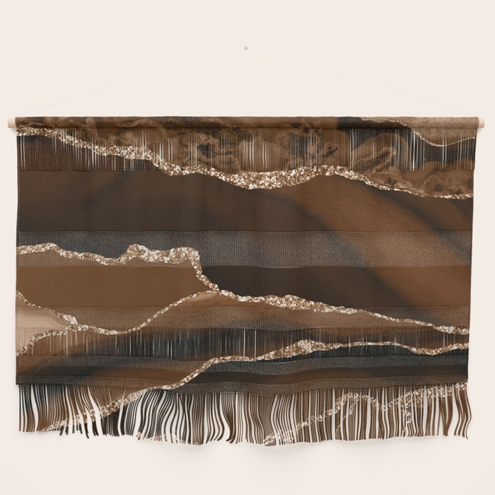 Brown Gold Agate Geode Abstract Art Marble Pattern Chocolate Coffee Wall Hanging Gallery Image 1