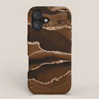 Brown Gold Agate Geode Abstract Art Marble Pattern Chocolate Coffee iPhone Case Gallery Image 1