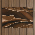 Brown Gold Agate Geode Abstract Art Marble Pattern Chocolate Coffee Outdoor Rug Gallery Image 1