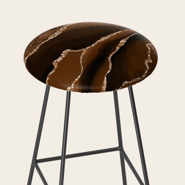 Brown Gold Agate Geode Abstract Art Marble Pattern Chocolate Coffee Stool Gallery Image 2
