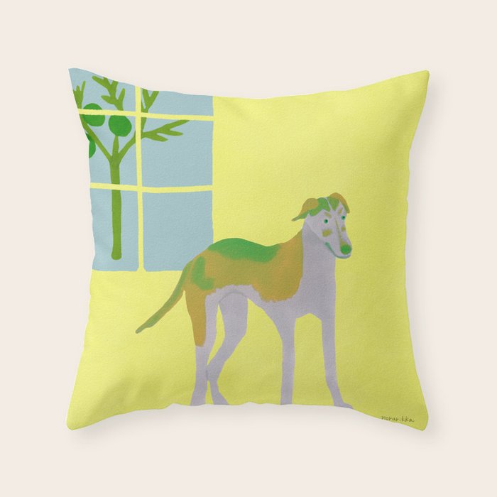 Dog in a Room - Green and Yellow Throw Pillow Gallery Image 6