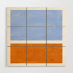 Pastel Royal Blue Yellow ochre Mid Century Modern Abstract Minimalist Rothko Color Field Squares Wood Wall Art Gallery Image 1