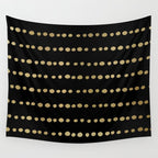 Boho Mudcloth Dots Pattern, Black and Gold Wall Tapestry Gallery Image 4