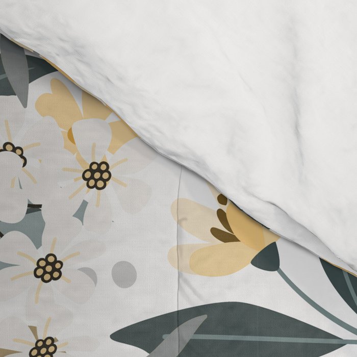 Spring Wildflowers, Floral Prints, Yellow and Gray Comforter Gallery Image 4