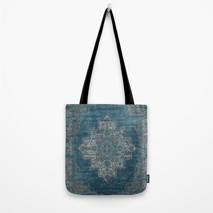 blue oriental vintage rug Tote Bag Gallery Image 2