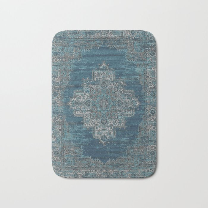 blue oriental vintage rug Bath Mat Gallery Image 1