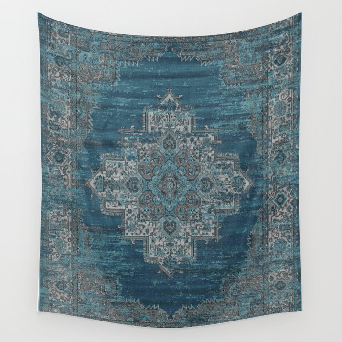 blue oriental vintage rug Wall Tapestry Gallery Image 4
