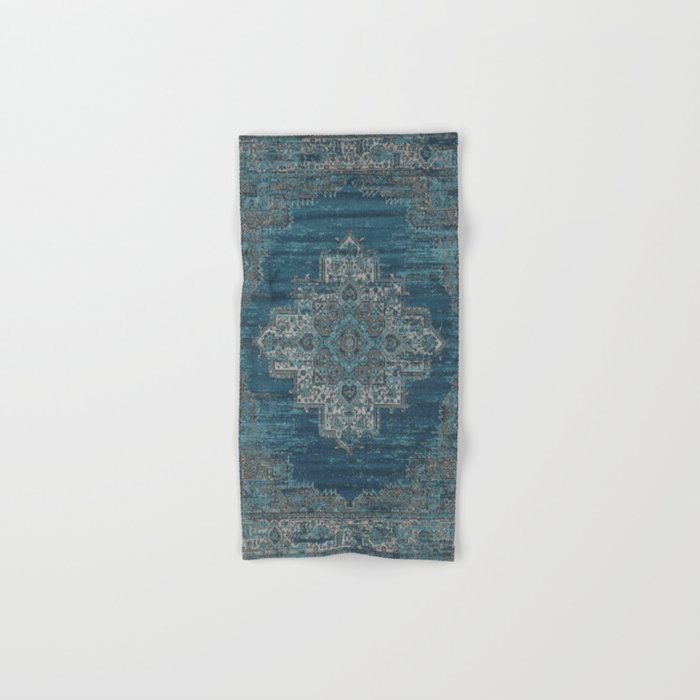 blue oriental vintage rug Bath Towel Gallery Image 1