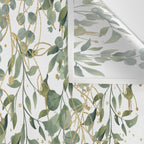 Gold And Green Eucalyptus Leaves Wall Tapestry Gallery Image 3