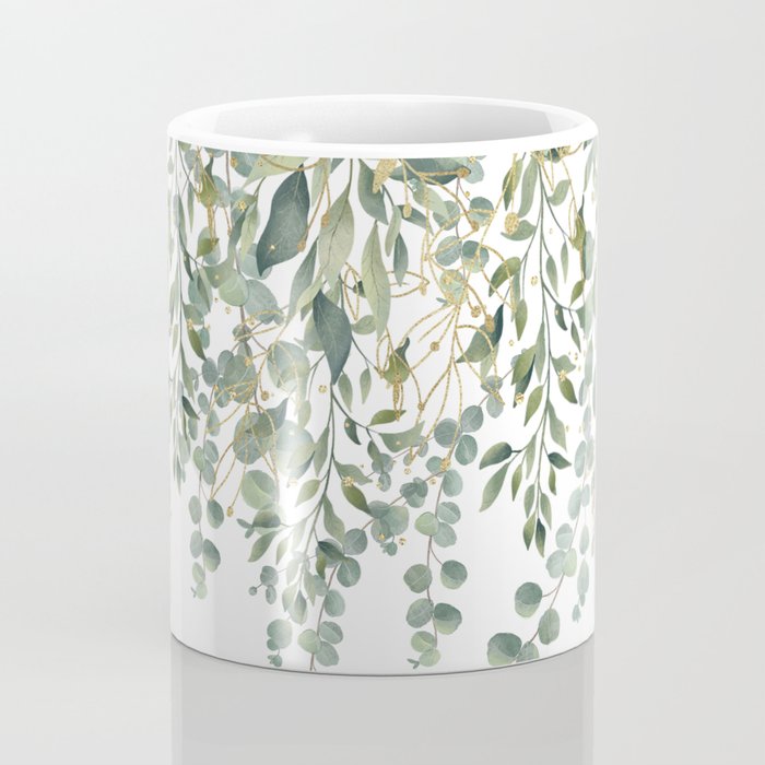 Gold And Green Eucalyptus Leaves Coffee Mug Gallery Image 4