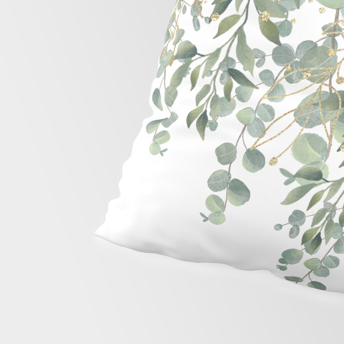 Gold And Green Eucalyptus Leaves Pillow Sham Gallery Image 4