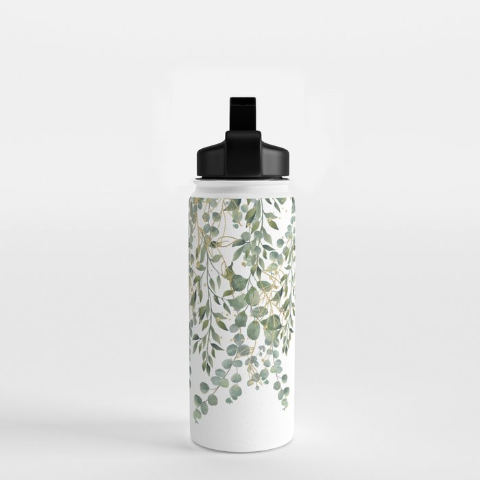 Gold And Green Eucalyptus Leaves Water Bottle Gallery Image 2