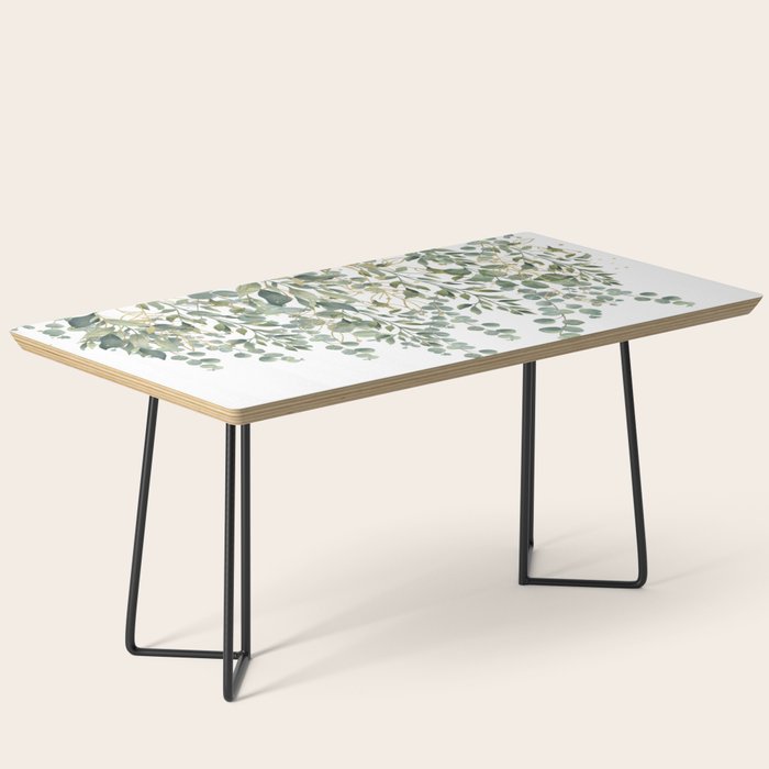 Gold And Green Eucalyptus Leaves Coffee Table Gallery Image 1