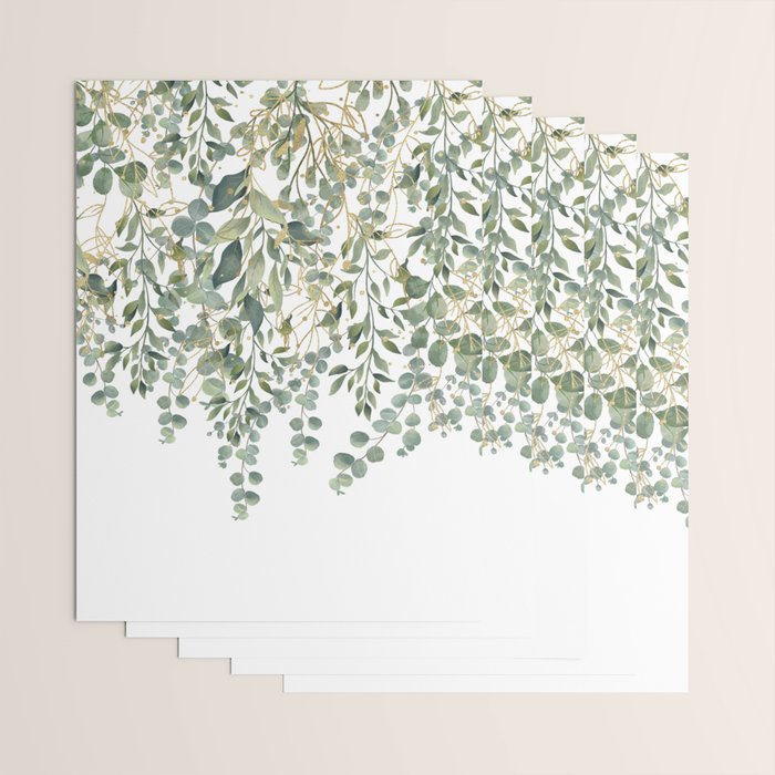 Gold And Green Eucalyptus Leaves Wrapping Paper Gallery Image 3