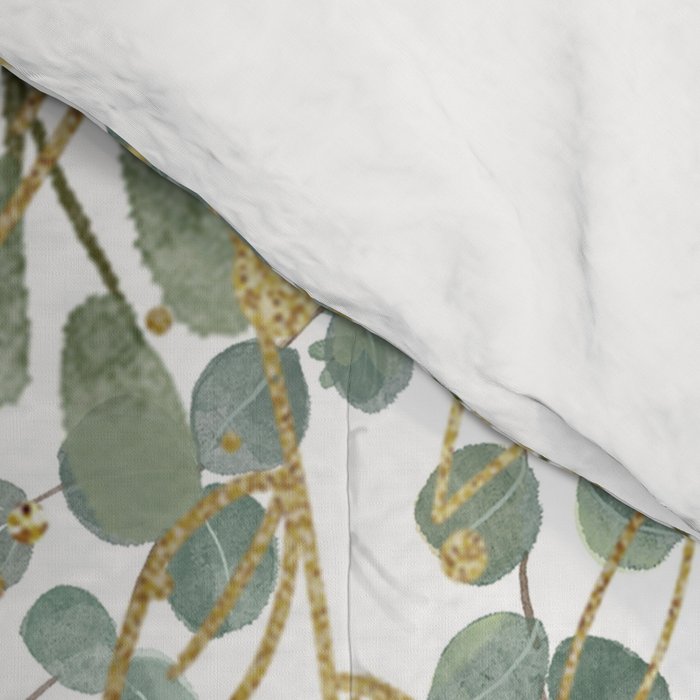 Gold And Green Eucalyptus Leaves Comforter Gallery Image 4