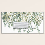 Gold And Green Eucalyptus Leaves Desk Mat Gallery Image 1
