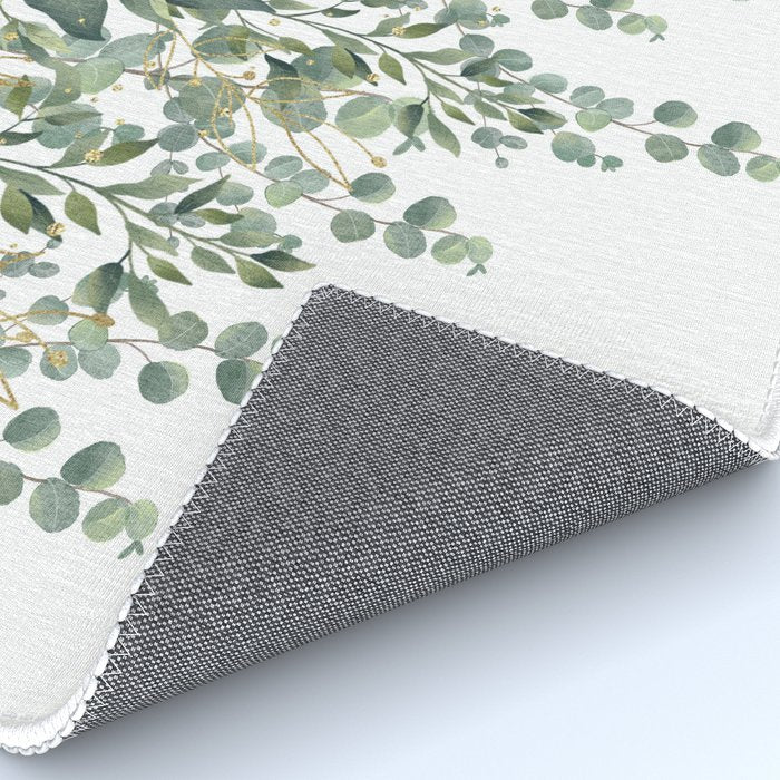Gold And Green Eucalyptus Leaves Rug Gallery Image 4