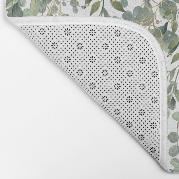 Gold And Green Eucalyptus Leaves Bath Mat Gallery Image 2