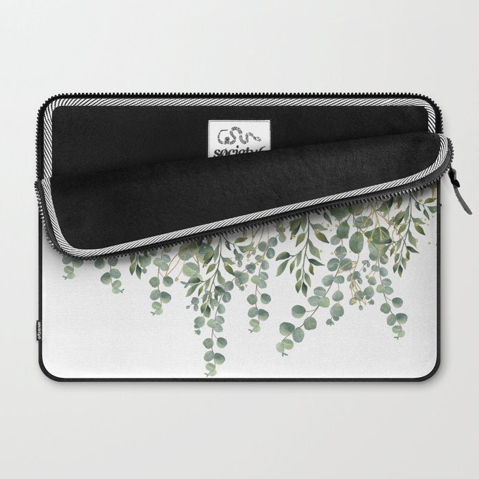 Gold And Green Eucalyptus Leaves Laptop Sleeve Gallery Image 2