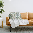 Gold And Green Eucalyptus Leaves Throw Blanket Gallery Image 1