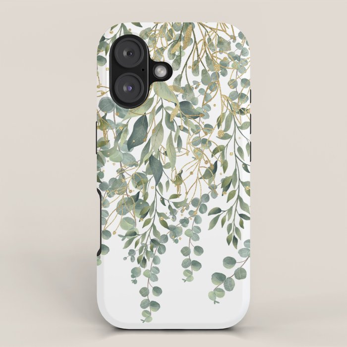 Gold And Green Eucalyptus Leaves iPhone Case Gallery Image 1