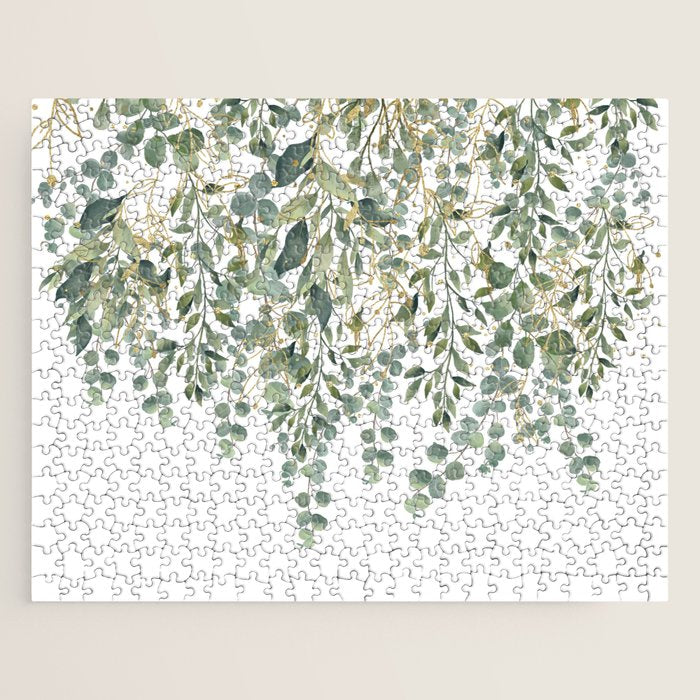 Gold And Green Eucalyptus Leaves Jigsaw Puzzle Gallery Image 1