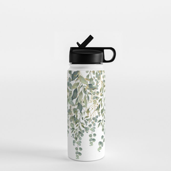 Gold And Green Eucalyptus Leaves Water Bottle Gallery Image 1