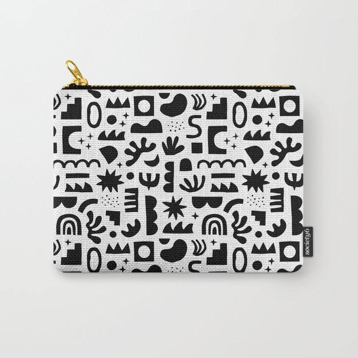 Black and white abstract organic shape pattern Carry All Pouch Gallery Image 1
