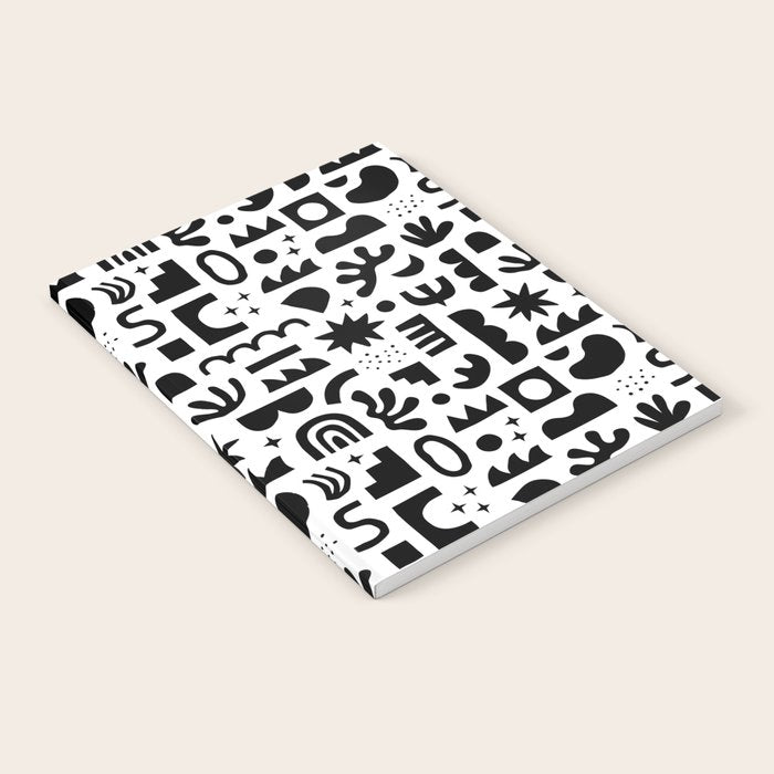 Black and white abstract organic shape pattern Notebook Gallery Image 2