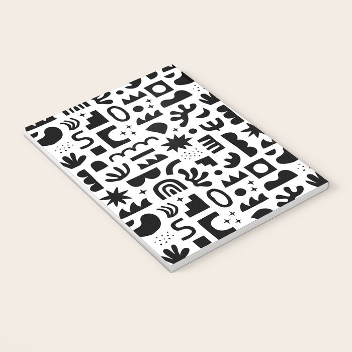 Black and white abstract organic shape pattern Notebook Gallery Image 3