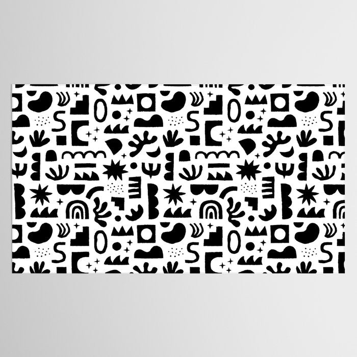 Black and white abstract organic shape pattern Tablecloth Gallery Image 2