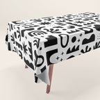 Black and white abstract organic shape pattern Tablecloth Gallery Image 1