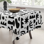 Black and white abstract organic shape pattern Tablecloth Gallery Image 3