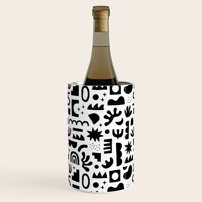 Black and white abstract organic shape pattern Wine Chiller Gallery Image 3