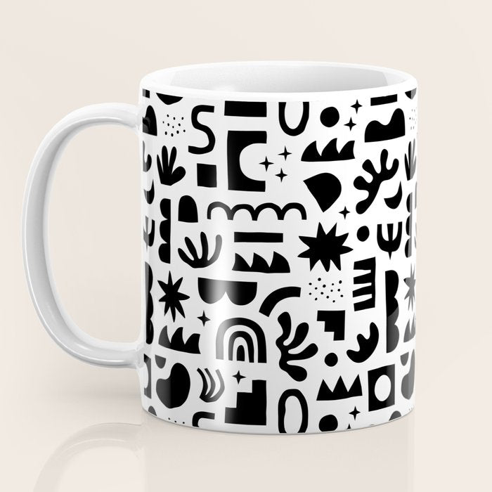 Black and white abstract organic shape pattern Coffee Mug Gallery Image 3