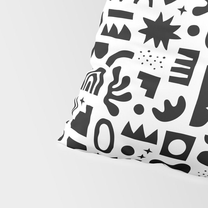 Black and white abstract organic shape pattern Pillow Sham Gallery Image 4