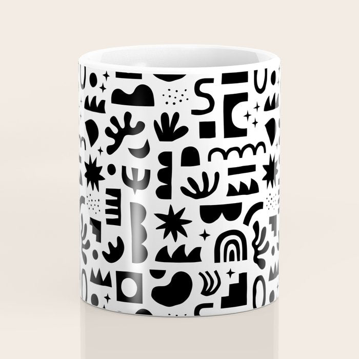 Black and white abstract organic shape pattern Coffee Mug Gallery Image 4