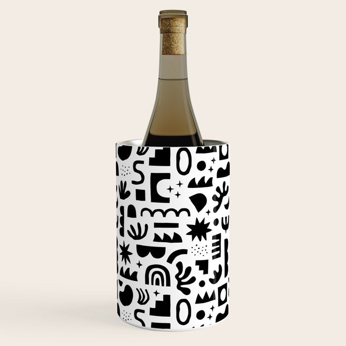Black and white abstract organic shape pattern Wine Chiller Gallery Image 2