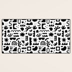 Black and white abstract organic shape pattern Desk Mat Gallery Image 3