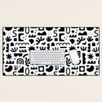 Black and white abstract organic shape pattern Desk Mat Gallery Image 1
